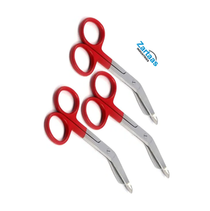 กรรไกรตัดผ้าพันแผลลิสเตอร์3ชิ้นทำจากสเตนเลสสตีลสำหรับพยาบาลชุดจับเคลือบสีแดงขนาด5.5นิ้วจำนวนมาก - Product Image 2