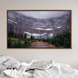Décoration de vacances moderne : impression sur toile du parc national de Glacier, toile encadrée dorée - Product Image 1