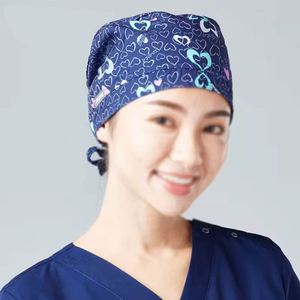 หมวกผ่าตัดผ้าฝ้ายปรับได้สำหรับผู้ชายและผู้หญิงหมวกโลโก้หมอพยาบาลออกแบบได้ตามต้องการ - Product Image 3