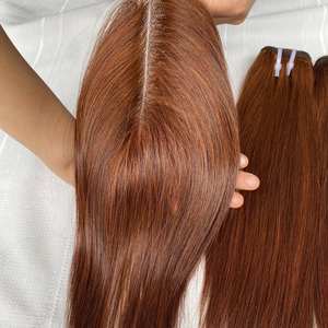 Mechones de cabello humano 100% vietnamita, mechones rectos de Color marrón con cierre, precio de fábrica - Product Image 5
