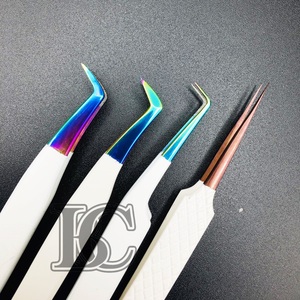 Pinces de qualité supérieure en acier inoxydable durable pour extensions de cils, pinces blanches de qualité supérieure pour cils de vison - Product Image 4