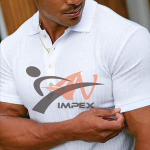 Camisa de golf ajustada de alta calidad para hombre personalizada algodón mercerizado manga corta botón decoración liso diseño de polo deporte Fitness - Product Image 5