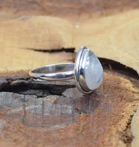 Piedra lunar arcoíris blanca, anillo de joyería de piedras preciosas de Plata de Ley 925, piedra natal de junio, regalo de joyería de piedra lunar arcoíris - Product Image 2