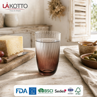 Verre à eau haut en cristal brun côtelé fait main LAKOTTO 580 ml pour service petit-déjeuner hôtelier, verrerie en gros, logo personnalisé, commande en gros