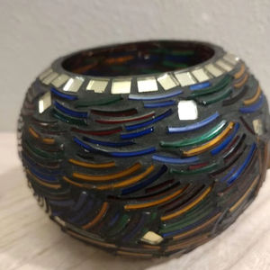 Mosaic Finished Glass Votive <b>Candle</b> Holder <b>Red</b> Color for Home Decorative Party Christmas Table Decor - Product Image 1