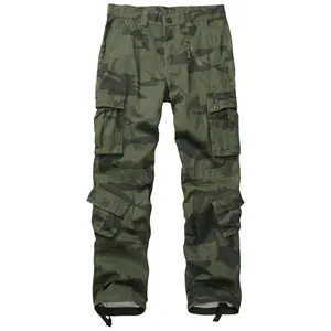 Oem Groothandel Modieuze Hoge Kwaliteit Nieuw Design Heren Relaxte Casual Katoenen Cargo Werk Camo Multi Pockets Broek