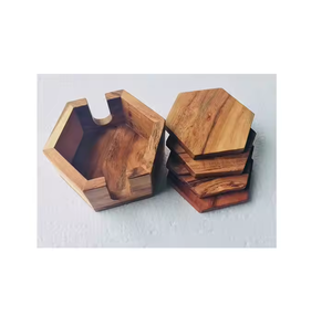 Sous-verres en bois d'olivier de style classique de haute qualité 6 pièces avec support par Blooming Bud Overseas par Crescent Crafts - Product Image 4