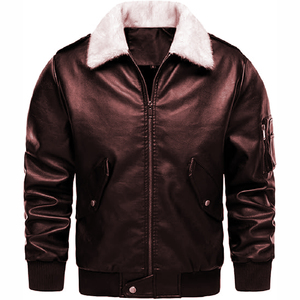 2025 automne hiver jeunesse hommes grande taille en cuir véritable veste col montant avant Logo imperméable coupe-vent haute rue Style - Product Image 2