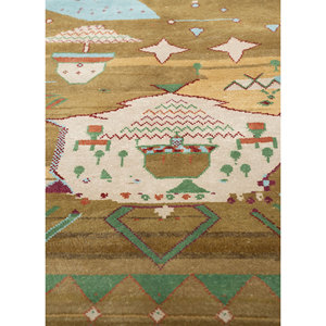 Alfombra de Seda Anudada a Mano Manchaha Gold, Diseño Geométrico de Gran Tamaño para el Hogar, para Sala de Estar, Pasillo, Modelo Rectangular LSL-312 - Product Image 3