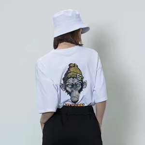 T-shirt en coton pour femmes T-shirts à manches courtes avec col rond Design imprimé sur le devant Tissu tricoté - Product Image 2