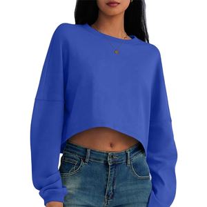 Sudaderas personalizables de cuello redondo de algodón para mujer Jersey suave transpirable Ajuste regular Manga larga Invierno Impreso Servicio OEM - Product Image 3
