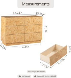 Tùy Chỉnh Rộng 6 Ngăn Kéo Bằng Gỗ Tủ Quần Áo Hiện Đại Của Ngăn Kéo Với Kim Loại Xử Lý Và Ổn Định Cơ Sở Cho Phòng Ngủ - Product Image 5