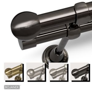Tringle à rideaux double BOJANEK, tube de 19 mm, design moderne métallisé, différentes longueurs, différents embouts et couleurs, personnalisation facile - Product Image 3