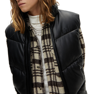 Chaleco Acolchado Sin Mangas para Hombre con Logotipo Personalizado, Chaqueta de Invierno, Chaleco de Cuero Sintético Acolchado, Cuello Alto, Reversible, Ropa Exterior Informal - Product Image 5