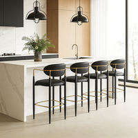 Meubles de bar et de restaurant sur mesure, cadre moderne, tabouret de bar haut de gamme, chaise de bar en cuir noir, chaise de salon