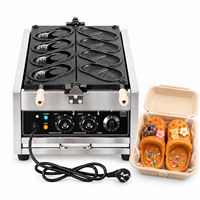 Gaufrier professionnel 3000W à 4 cavités en forme de pantoufle avec double thermostat pour café, restaurant, boulangerie et stand de restauration rapide