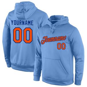 Custom Stitched Light Blue Orange-Royal Sports Pullover Sudadera con capucha - Product Image 1