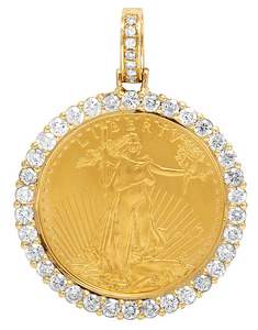 S925 Sterling Silver Luxury Moissanite Diamond Fine Jewelry Lady Liberty Coin Pendentifs & Charms - Product Image 1