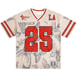 Nouveau design tendance, maillots de football américain en maille, imprimés par sublimation, streetwear, manches trois quarts, jersey surdimensionné - Product Image 1