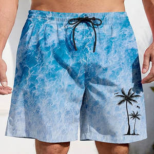 Vente en gros de shorts de surf personnalisés 100% coton shorts de surf mi-tricotés motifs de plage décontractés impression numérique maillot de bain - Product Image 2
