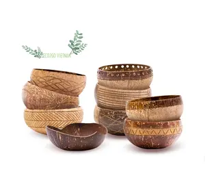 Factory Supplier Natural Coconut Shell Bowl/ Lacquered Coconut Bowls Can Custom Logo, Packing Cheap Price From Eco2go Vietnam