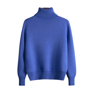 Women's Casual Turtleneck Knitted <b>Pullover</b> Long Sleeve Winter Sweatshirt Embossed Pattern Breathable Basic <b>Jumper</b> Top Front Back - Product Image 2