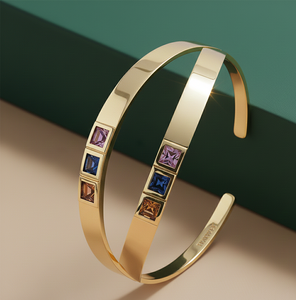 Blue Amethyst & Blue Hydro 6mm Square Stone <b>Bangle</b> 925 Sterling Silver 18K <b>Gold</b> <b>Plated</b> <b>Bangle</b> Party Wear Gift for Her - Product Image 5