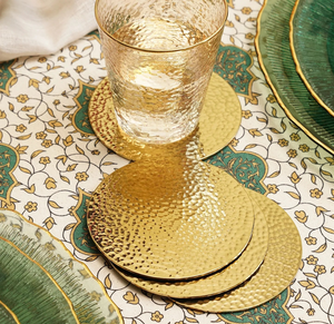 Sous-verres en laiton, forme classique, finition polie, design martelé, artisanat, forme classique, premium, personnalisable, écologique, fait main, sur mesure - Product Image 3