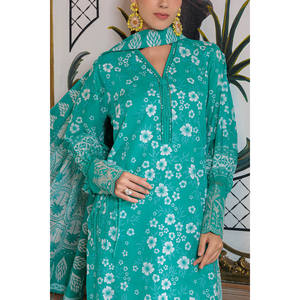 Traje de 3 Piezas para Mujer con Estampado Floral y Borde Bordado en los Pantalones CL-62245 - Product Image 1