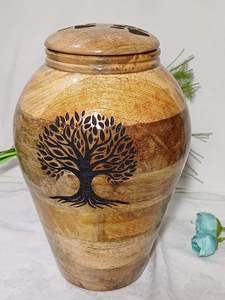 Urnas de Madera de Mangos Artesanales, Recuerdo Conmemorativo de Madera para Cenizas de Adultos, Urnas Funerarias con Tapa y Árbol Grabado para Cenizas Humanas y Mascotas - Product Image 6