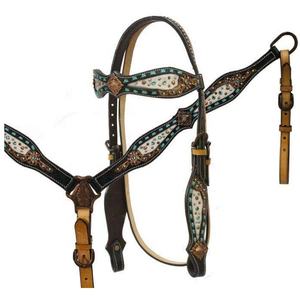 Collier de poitrine respirant en cuir occidental léger de haute qualité avec raccords en laiton Headstall confortable - Product Image 4