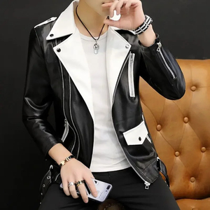 Custom Men's Genuine Leather <b>Jacket</b> with Embossed Design Waterproof & Breathable <b>Canvas</b> Fabric High Street Style - Product Image 3