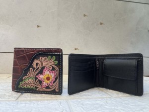 Portefeuille pour homme en cuir véritable, long, avec fermeture éclair, vente chaude, élégant, tendance, couleur marron, design unique, porte-monnaie, cadeau pour lui - Product Image 6