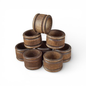 Faceted <b>Square</b> <b>Edge</b> Wooden Napkin Rings Set With Artisan Hand Carved Geometric Form Unique - Product Image 5