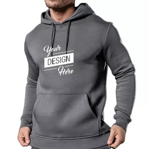 Ensemble de sweat-shirts à capuche en coton lourd doublé imperméable personnalisé, surdimensionné, uni, logo imprimé en relief, tricoté, à cordon - Product Image 1