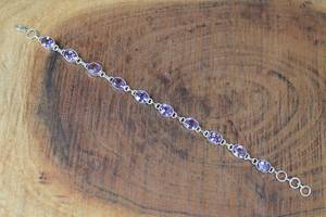 Amethyst 925 <b>Silver</b> Bracelet Adjustable Gemstone February Birthstone Handmade Elegant Unique Gift For <b>Women</b> - Product Image 2