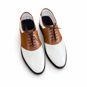 Zapatos Oxford de Vestir de Lujo para Hombre, con Punta en Pico, Dos Tonos, Blancos y Marrones, de Cuero Formal, para Primavera y Otoño, Ideales para Bodas y Fiestas - Product Image 1
