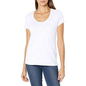 Camiseta Clásica Blanca con Cuello Redondo para Mujer, Transpirable, de Algodón, Manga Corta, Básica, para Venta al Por Mayor - Product Image 6