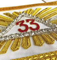 33rd derece Custom Made kanat altın saçak ve beyaz şerit yüksek kalite el işlemeli anneler günü ve paskalya için 2025