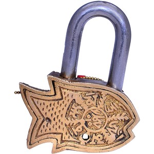 PARIJAT HANDICRAFT Multicolor Fish-Shaped Brass Waterproof <b>Keyed</b> Alike <b>Lock</b> Padlock - Product Image 2