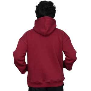 Felpa con cappuccio bordeaux per uomo in pile di cotone Pullover con cappuccio Casual Fit Streetwear pronto a spedire nessuna tariffa con consegna rapida - Product Image 2