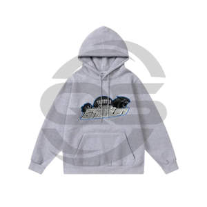 Sudadera con capucha pesada con etiqueta impresa personalizada de alta calidad Sudadera con capucha negra con bolsillos laterales - Product Image 4