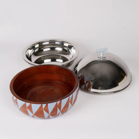 Chauffe-Plats de Luxe Personnalisé en Acier Inoxydable Isolé, Design Bohème Fait Main, pour Buffet et Ramadan, Couleurs Royales, Durable