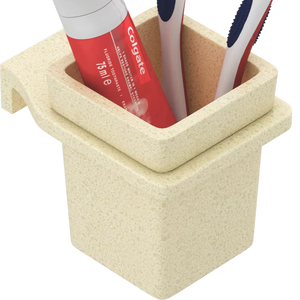 Porte-gobelet mural carré en verre avec support pour brosses à dents, organiseur de salle de bain, support en acier inoxydable pour la rénovation de la maison - Product Image 1