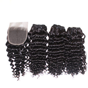 Haute qualité Grade 12 Deep Curly 3-Bundle Perruque de cheveux brésiliens avec fermeture à lacet Naturel Long Toupet Droit - Product Image 6