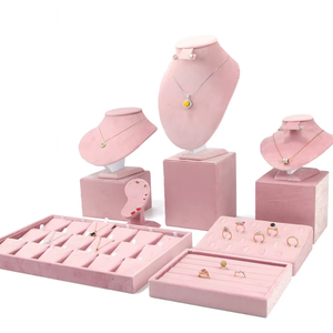 High-End Veludo Rosa Jóias Rack Exibição Props Janela Colar Anel Rack Display para Premium Jewelry Container - Product Image 2