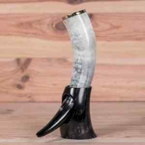 Corne viking polie à la main avec support, style animal, pour boisson traditionnelle nordique, souvenir, décoration, occasions spéciales - Product Image 4