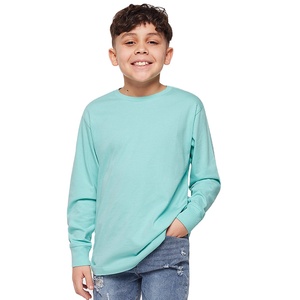 Camiseta de Manga Larga para Niños, 100% Algodón, Cuello Redondo, Lisa, 220 GSM, Tejido de Punto, Marca Personalizada, Ecológica, Secado Rápido, Ropa Urbana - Product Image 1