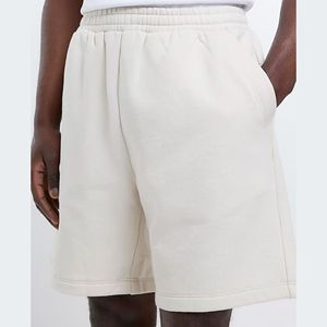 Custom Embroidered Logo 42% Cotton 58% Polyester Side <b>Slip</b> Pockets Elasticated Waist Ecru Regular Fit Jersey <b>Shorts</b> - Product Image 3