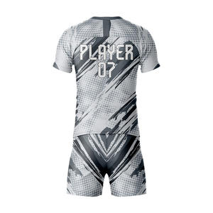 Conjunto de Camiseta y Pantalones Cortos de Fútbol Personalizados para Clubes y Equipos Masculinos, 100% Poliéster Ecológico, Secado Rápido, Cuello en V, Media Manga, Elástico y Transpirable - Product Image 2